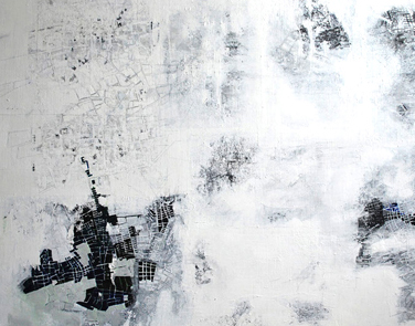 Serie Polo a tierra: Cartografías No.1. Óleo sobre lienzo. 100 x 75 cms. 2009.